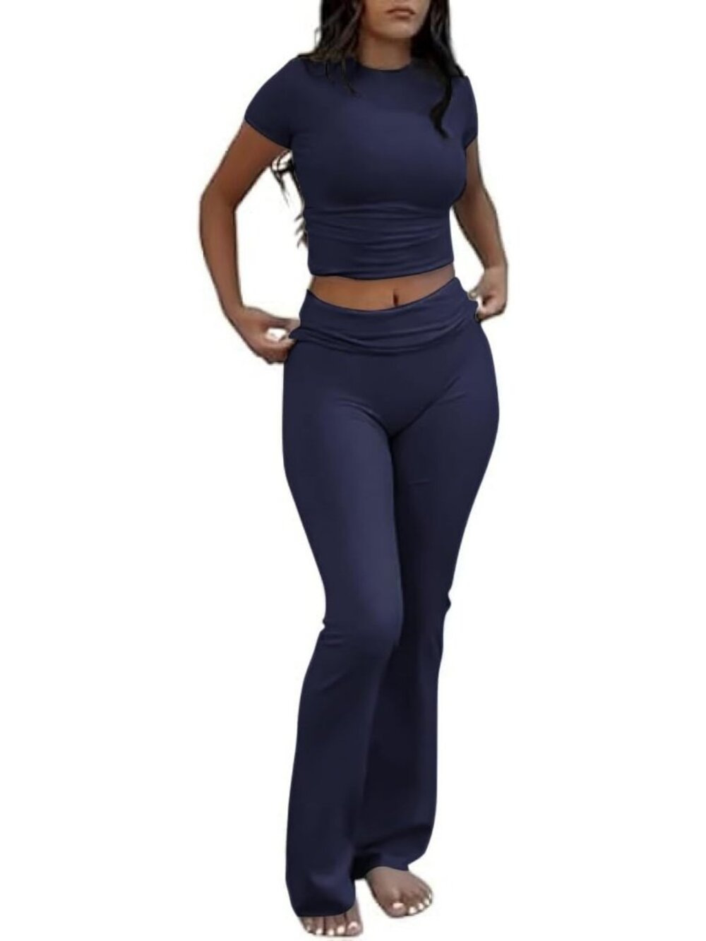 Chic Two-Piece Lounge Set for Women | Fold Over Leggings & Y2K Style Outfit